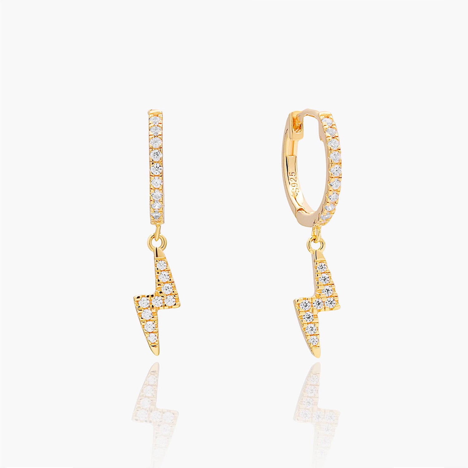 Playa Luna Jewelry Gold Lightning Bolt Huggie Hoop Drop Earrings Ava