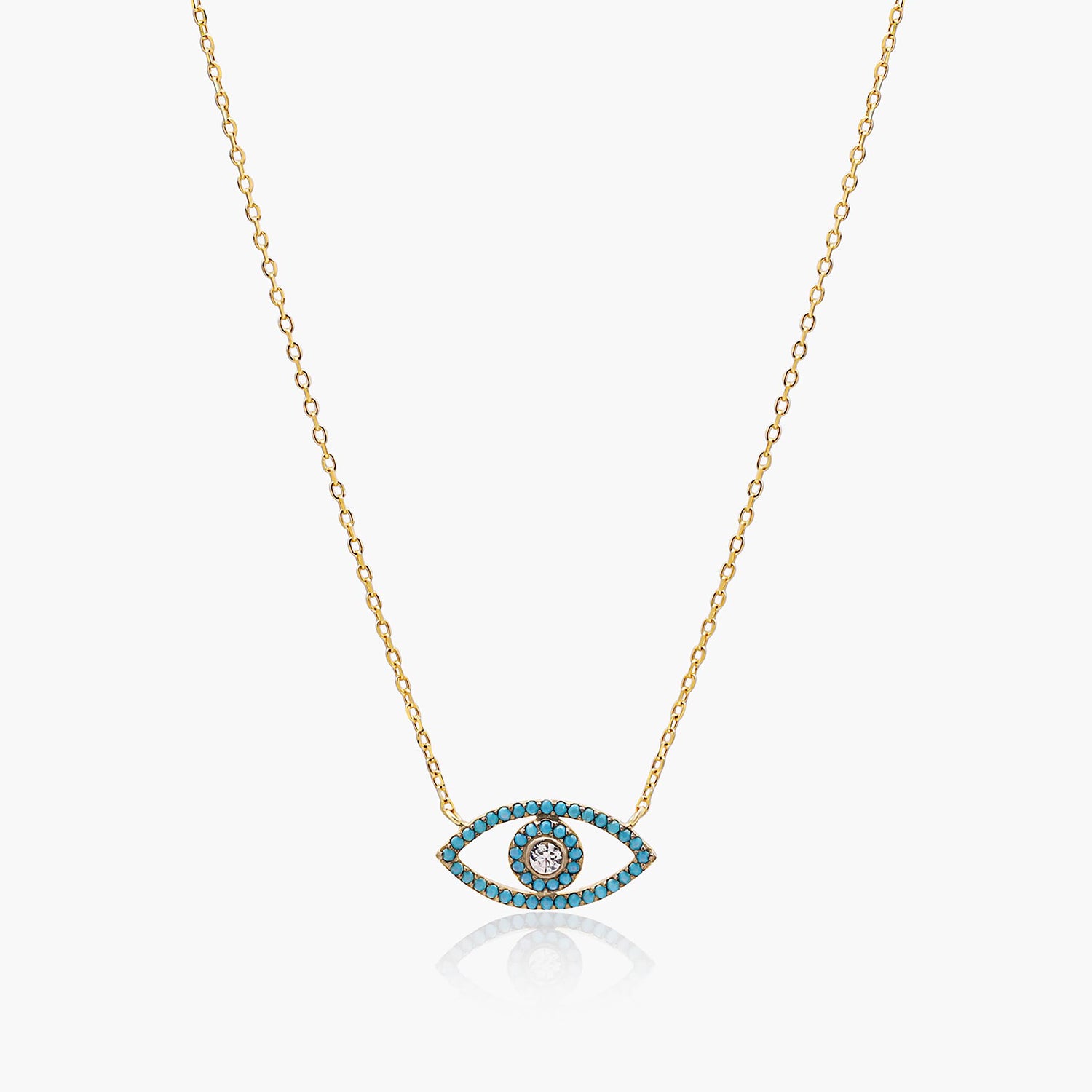 Playa Luna Jewelry Blue and Gold Evil Eye Charm Necklace Cleo