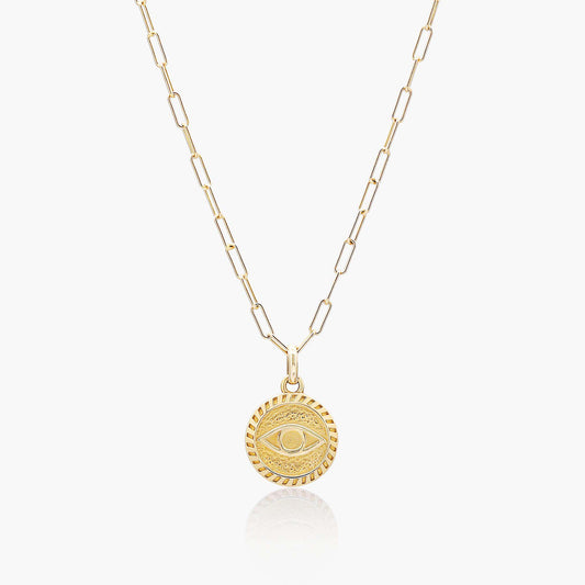 Playa Luna Jewelry Gold Evil Eye Coin Necklace Meghan