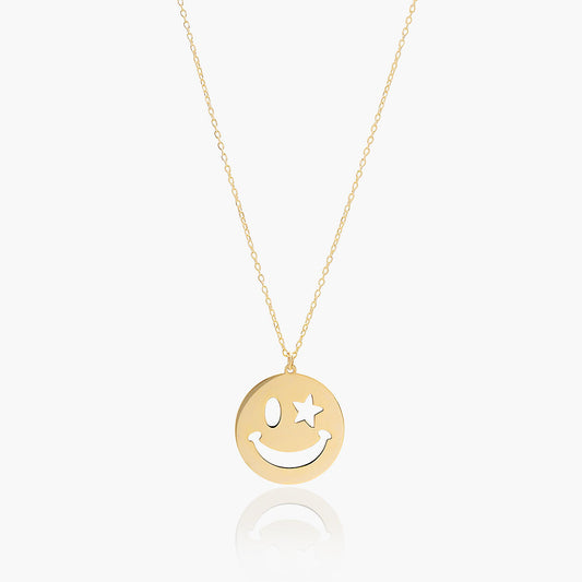 Playa Luna Jewelry Gold Pendant Smiley Face Necklace Alisa