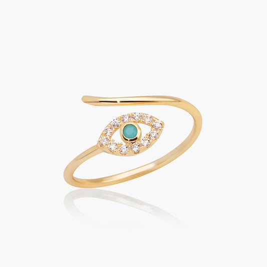 Playa Luna Jewelry Gold Dainty Evil Eye Ring Maya