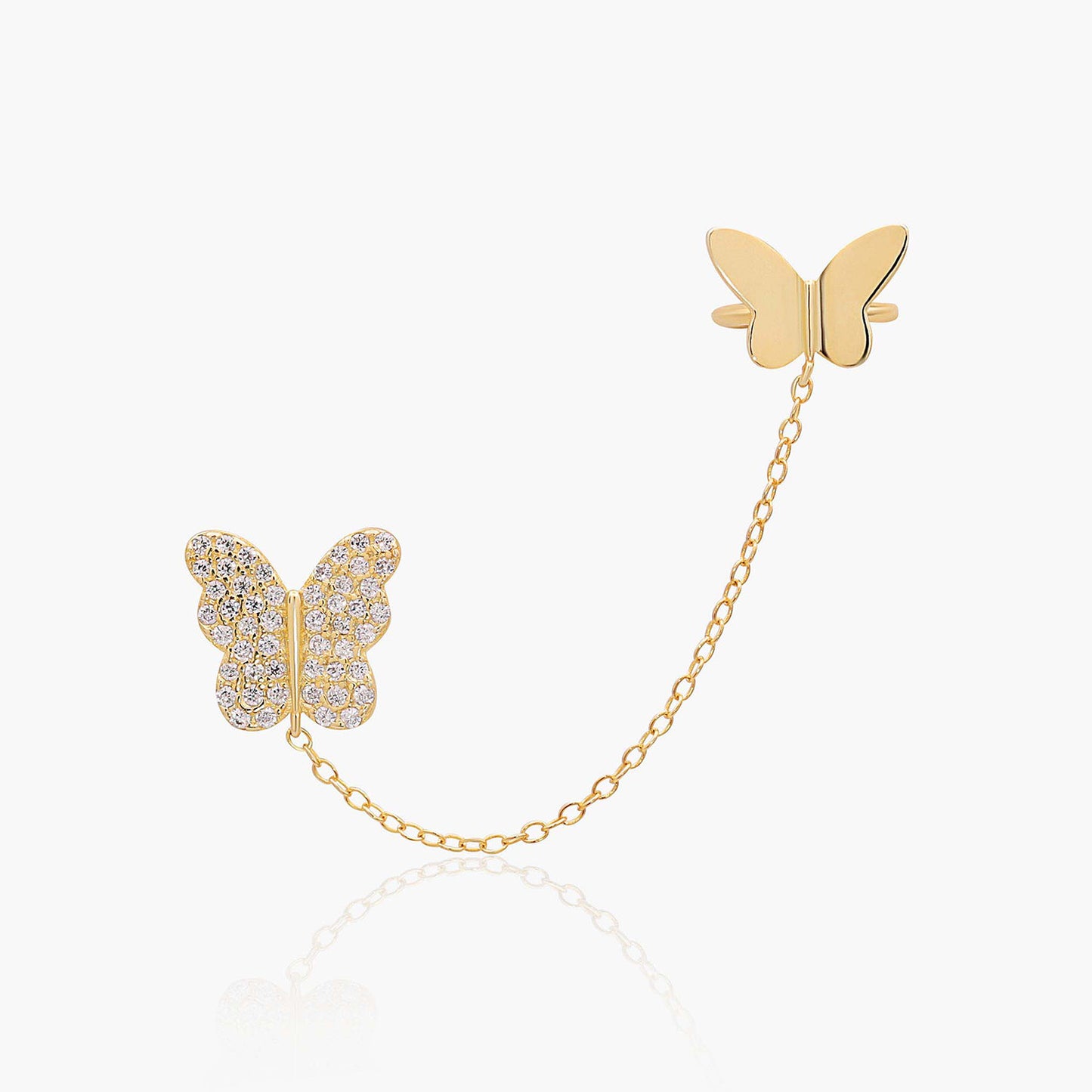 Playa Luna Jewelry Gold Butterfly Stud with Chain Ear Cuff Sia