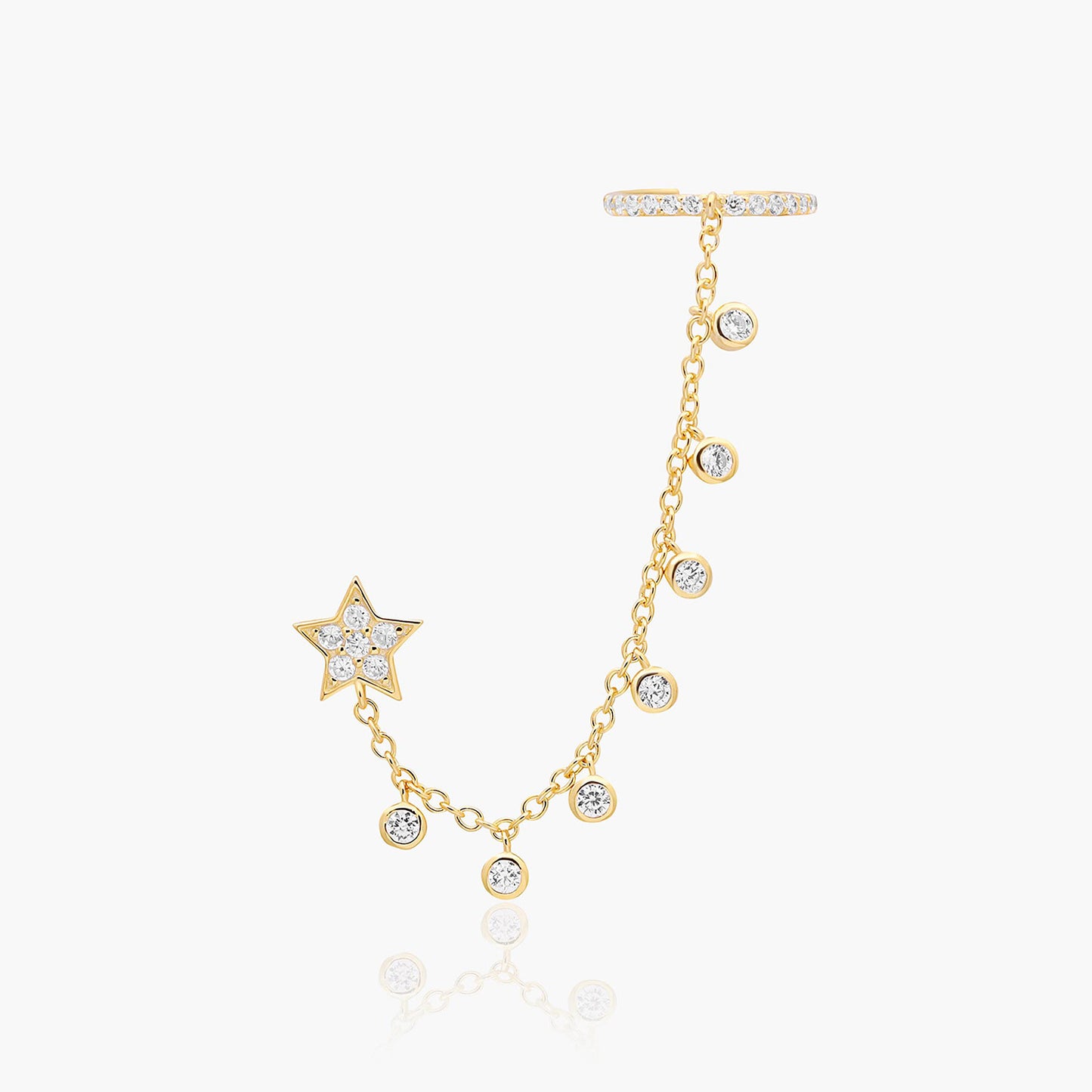 Playa Luna Jewelry Gold Star Stud with Chain Ear Cuff Mila