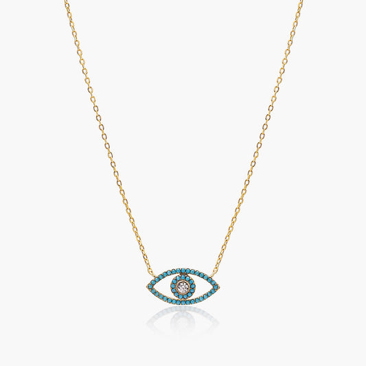 Playa Luna Jewelry Blue and Gold Evil Eye Charm Necklace Cleo