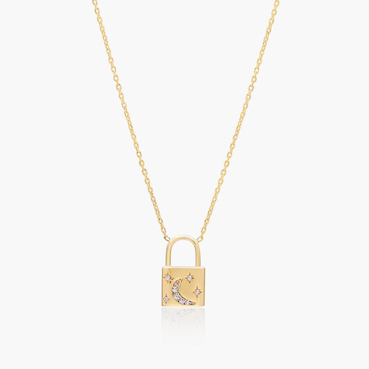 Playa Luna Jewelry Gold Lock Necklace Aurora