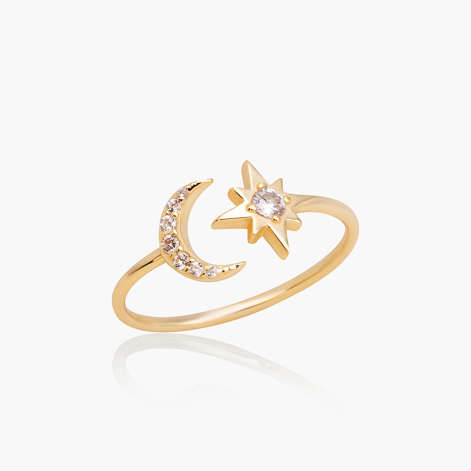 Playa Luna Jewelry Gold Moon and Star Ring Ariel