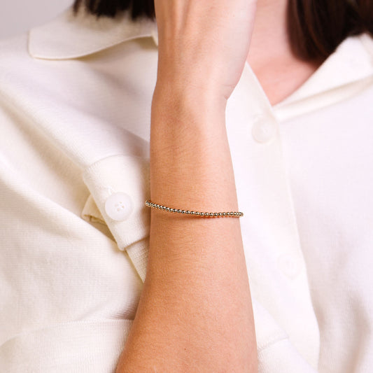 Female Model wearing Gold Filled Bead Bracelet Leah - Playa Luna Jewelry