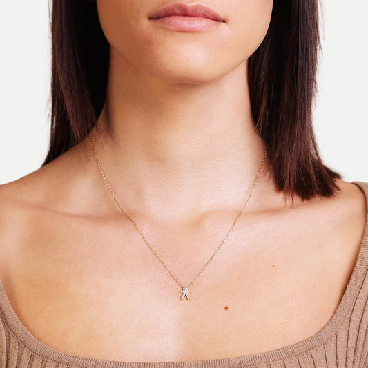 Female Model Wearing Gold Boy Charm Necklace Taylor - Playa Luna Jewelry