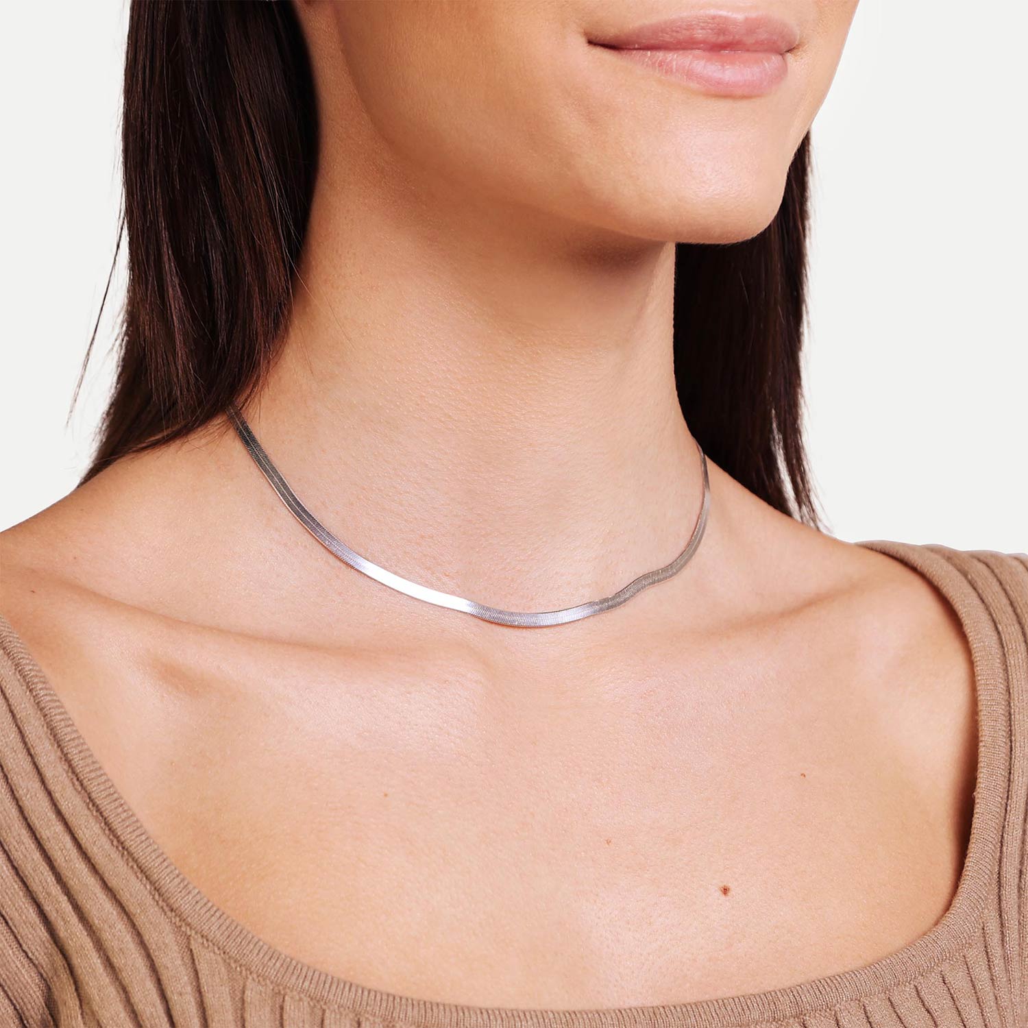 Bling Jewelry Flexible Reversible Flat Greek Key Design.925 Sterling Silver  Herringbone Necklace Collar For Women Nickel-Free Made in Italy 16 Inch -  Macy's
