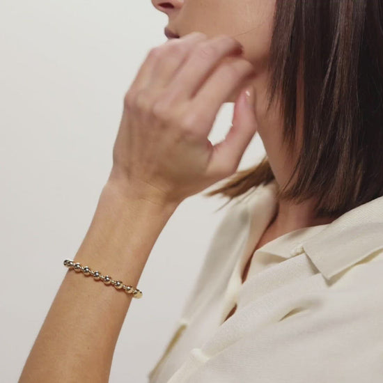 Female Model Showing Gold Filled Bead Bracelet Camila - Playa Luna Jewelry